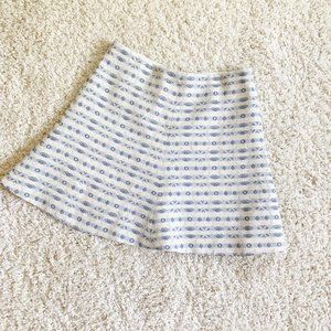 J. Crew Cream And Blue Preppy Swing Skirt SZ 6 Car